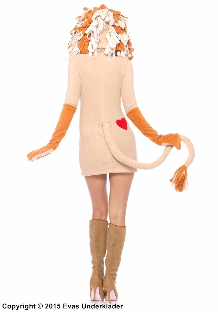 Lioness, costume dress, hood, tail, ears